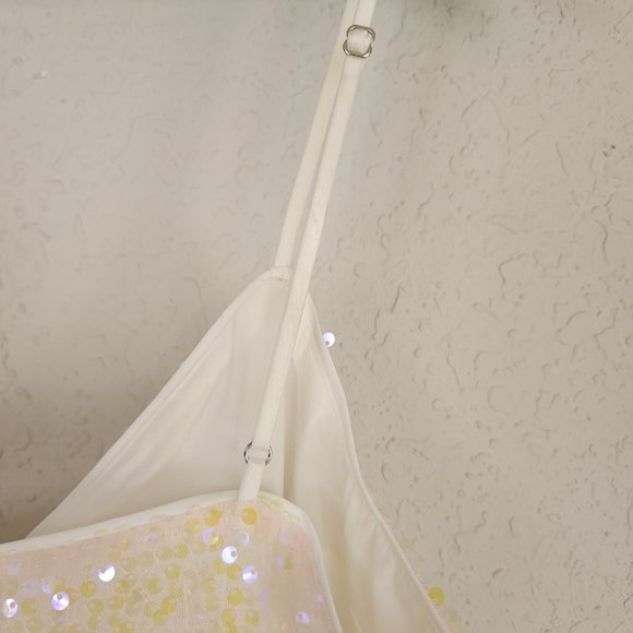 For Love and Lemons L Blanc Lourve Sheer Lace Sequin Long Sleeve Dress NWT - Picture 14 of 16